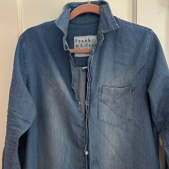 Frank & Eileen Rory Maxi Shirt Dress vintage indigo sz M / Nice fading - Picture 9 of 11